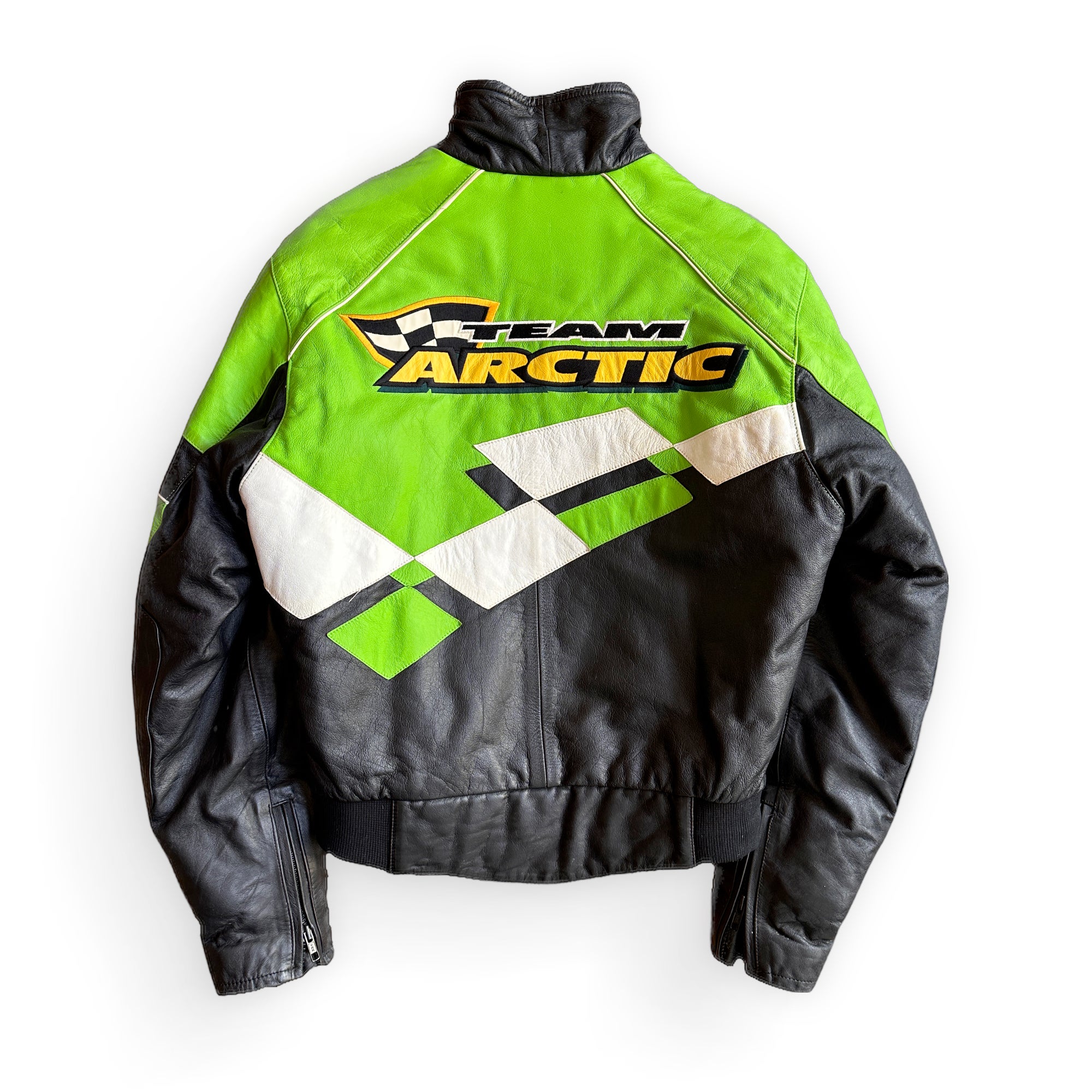 1990s Women's Arctic Cat Team Arctic Embroidered Leather Jacket